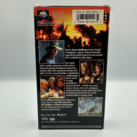Jurassic Park VHS 1993 Steven Spielberg Classic Sci-Fi Adventure PG-13 - Picture 2 of 3